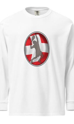 Roger Federer Tennis Swiss Flag Silhouette Heavyweight Long Sleeve Shirt